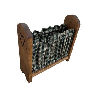 Wooden Napkin Holder Curtain Heart Kitschy Cottagecore Rustic Farmhouse GreenVTG